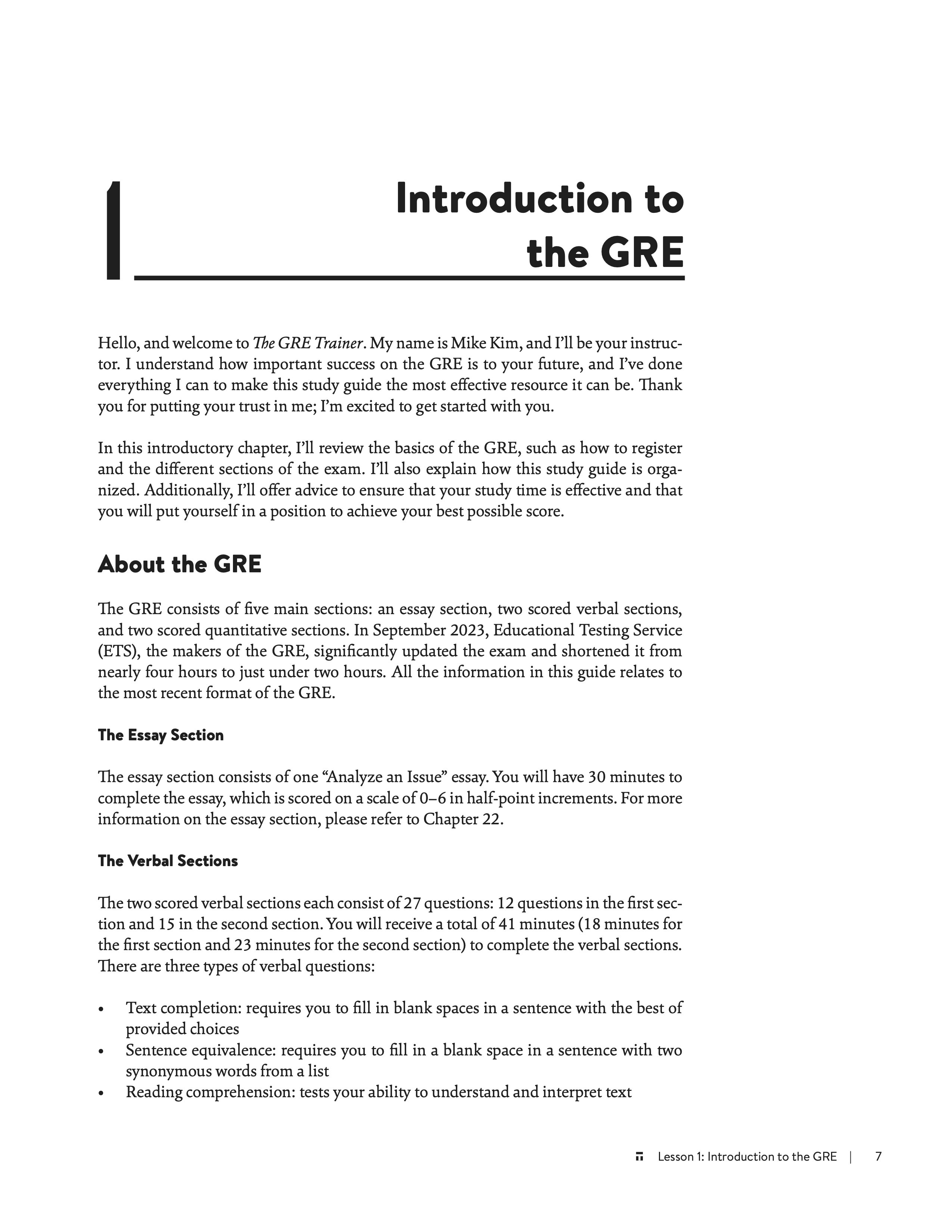 1. Introduction to the GRE