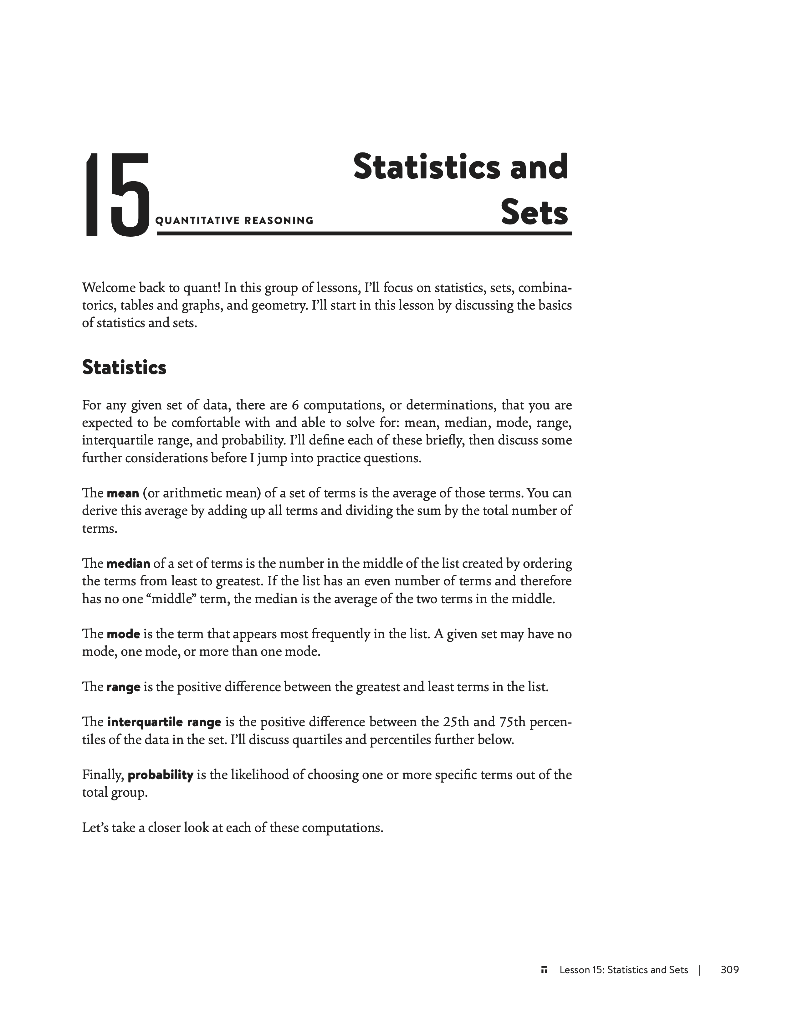 15. Statistics and Sets